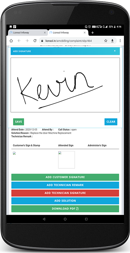 Elevator AMC Digital Signature